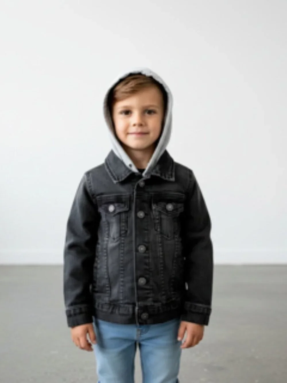Old Navy Denim Jean Jacket Boys 2T Trucker style snap front Hooded